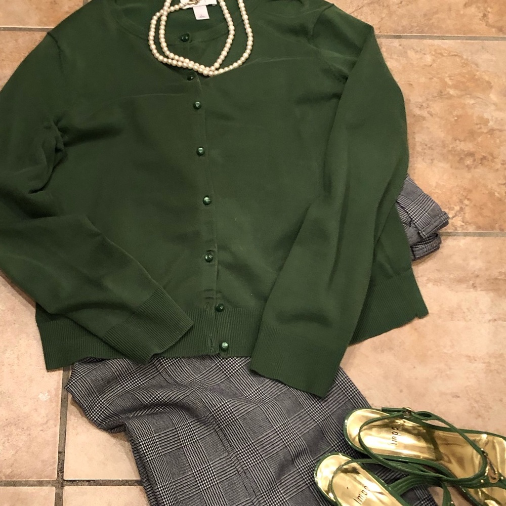 Forest green cardigan. Ann Taylor Loft